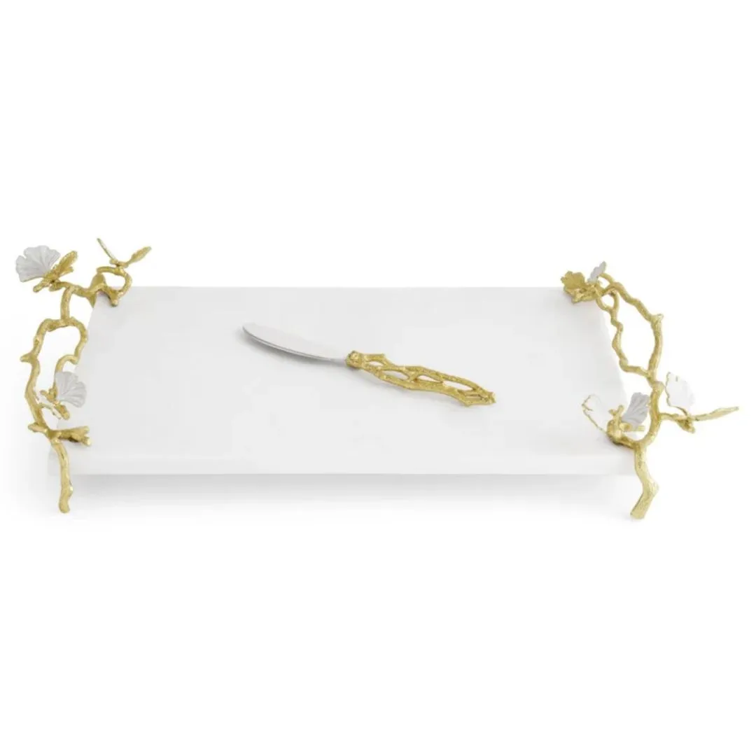 Butterfly Ginkgo Gold Tabla Queso con Cuchillo